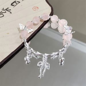 Romantic Style Butterfly <b>Beaded</b> <b>Bracelet</b> Jewelry <b>Bracelet</b> Bowknot Charms Women Bowknot and Bell Crystal Bamboo Bead <b>Bracelet</b> - Product Image 6