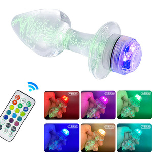 Anal Plug Vibrador Luminoso Glass Anal Plug Control remoto Cambio de color Hombre Mujer Anal <span class=keywords><strong>Dilatador</strong></span> Adulto Juguete sexual Luz LED - Product Image 4