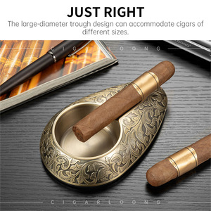CIGARLOONG Nuevo Set <span class=keywords><strong>de</strong></span> Regalo <span class=keywords><strong>de</strong></span> Accesorios para Cigarros 3 en 1, Estilo Vintage, Cenicero, Cortador y Encendedor, Accesorios Portátiles para Fumar - Product Image 5