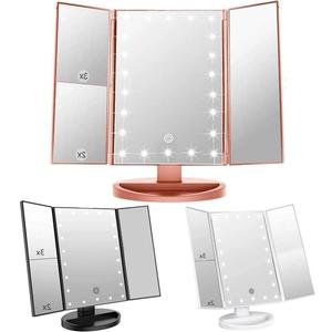Desktop Cosmetic <b>Mirror</b> 180 Degree Rotation Magnification 3x/2x Makeup <b>Mirror</b> with Trifold Vanity <b>Mirror</b> With Light - Product Image 3