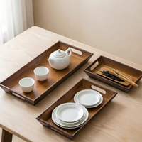 Plateau à thé rectangulaire en bambou durable pour la maison, plateau à fruits secs et à collations, plateau de service de style moderne pour service à thé