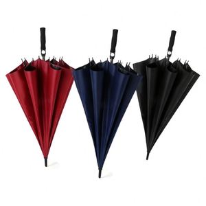 Paraguas de mango recto de 16 varillas con patrón oscuro 400T, resistente al viento fuerte, con doble varilla de loto y mango largo de 120 cm - Product Image 1