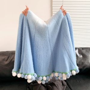 New Hot Sell Floral Festival Polyester Acrylic Modern <b>Knitted</b> Gift <b>Throw</b> Bouquet Blanket Home Decoration Custom Four Seasons - Product Image 1