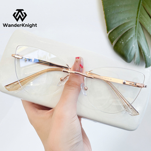 <span class=keywords><strong>Occhiali</strong></span> <span class=keywords><strong>da</strong></span> <span class=keywords><strong>vista</strong></span> senza cornice <span class=keywords><strong>da</strong></span> donna alla moda rosa blu che bloccano la luce cornici ottiche per ragazze motivo animale - Product Image 2