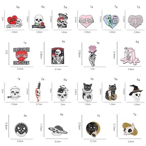 Broche de regalo de joyería Punk gótica teléfono Rosa fantasma <span class=keywords><strong>palomitas</strong></span> de maíz daga con hoz flor lápida negro niquelado insignia de Metal pines - Product Image 3
