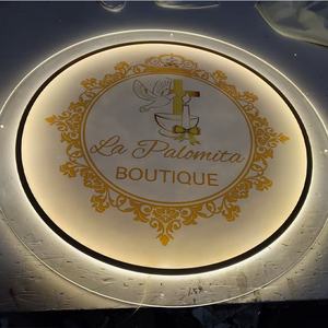 落船壁挂式照明亚克力标志圆形背光标志定制圆形发光二极管霓虹灯标志公司名称 - Product Image 2