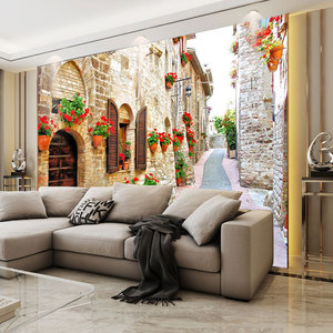 Papier peint de ville européenne tridimensionnelle de la rue 3d Dolphin White Dove Large Mural Architecture romaine Château Paysage Papier peint - Product Image 5