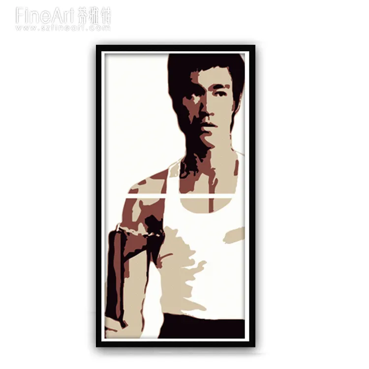 Handmade Famous Celebrity portrait pop art oil painting on canvas, BRUCE LEE Chinese Kong Fu MOVIE