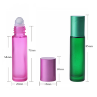 Flacon à bille d'huile essentielle en verre de 10 ml avec bouchon en bois grainé, couleurs arc-en-ciel givrées, flacon rond personnalisé pour parfum à bille