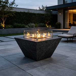 Cheminée extérieure moderne au bioéthanol avec flamme réelle sans fumée et verre de sécurité pour terrasse, toit, restaurant, hôtel, jardin, villa - Product Image 2