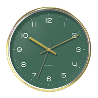Horloge murale moderne classique verte en métal, décoration personnalisée pour la maison, horloges tendance