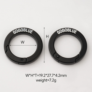 Mousqueton rond noir de 19 mm avec logo personnalisé, à ressort, pour sangle de sac, sac à main, fourre-tout, matériel de bricolage - Product Image 1