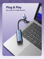 Adaptador Hub USB3.0 LDNIO RJ-01UC, Estación de Conexión USB C a Ethernet con Puerto USB A, Hub LAN Gigabit para Laptop, Plug and Play