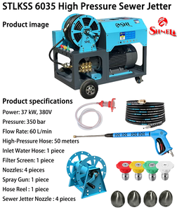 Kit <span class=keywords><strong>de</strong></span> Limpieza <span class=keywords><strong>de</strong></span> Alcantarillado Eléctrico con Boquillas Completas, Manguera <span class=keywords><strong>de</strong></span> 50M, 37kW, 60L/min, 50HP, Máquina <span class=keywords><strong>de</strong></span> Alta Presión para Trabajos Industriales Pesados - Product Image 4