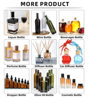 Bouteille diffuseur de parfum en verre vide rechargeable colorée de 180 ml/6 oz avec bâtonnets en fibre noirs et estampage doré de luxe