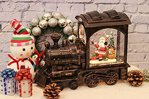 Lampe à huile de Noël Père Noël en forme de train, lampe à vent lumineuse à eau, lumières de Noël, cadeau artisanal - Product Image 1