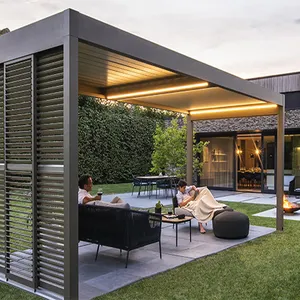 Pergola en aluminium imperméable à l'eau, patio personnalisé, perchoir motorisé, toit, bâtiment de jardin moderne