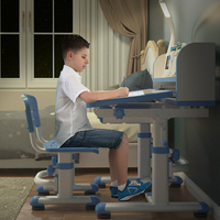 Bureau d'Étude Enfant Réglable en Hauteur et en Angle, Correction Posturale, Multifonctionnel avec Bibliothèque Intégrée