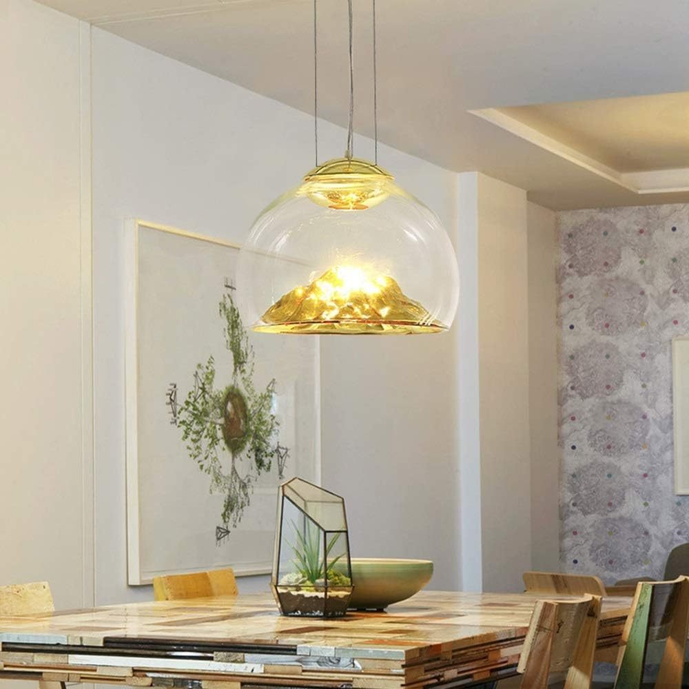 TSINYE Modern Nordic LED Ceiling Lamp Silver Mountain Chandelier Glass Base IP44 for Restaurant Bar Living Room Personal Art