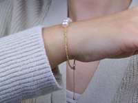 Bracelets et Joncs Élégants en Or Véritable 18 carats avec Perles Akoya Naturelles d'Eau Salée du Japon de 6,5-7 mm et Perles Rondes de 1,4 mm