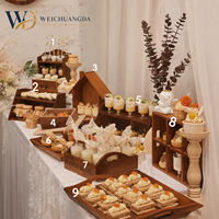 Présentoir à desserts rustique en bois massif, ensemble de plateaux de service en bois massif pour la Chine, Hubei, mariage, fiançailles, anniversaire, buffet, traiteur