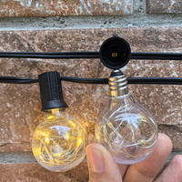 Guirlandes lumineuses solaires G40 en fil de cuivre pour patio extérieur avec télécommande rechargeable, guirlandes lumineuses pour fêtes de vacances