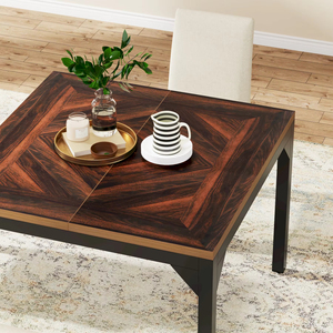 <span class=keywords><strong>Table</strong></span> à manger carrée multifonctionnelle en <span class=keywords><strong>bois</strong></span> <span class=keywords><strong>massif</strong></span> brun de style industriel moderne pour 4 personnes, meubles de salle à manger - Product Image 2