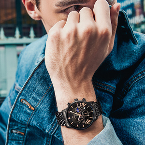 <span class=keywords><strong>Nouvelle</strong></span> montre-bracelet en acier inoxydable <span class=keywords><strong>de</strong></span> bonne qualité pour hommes, montre à phase lunaire avec <span class=keywords><strong>calendrier</strong></span>, montres à quartz pour affaires - Product Image 4