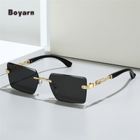 Boyarn usine en gros nouveau carré mode lunettes de soleil sans monture léopard décoration pour hommes et femmes tendance lunettes de soleil