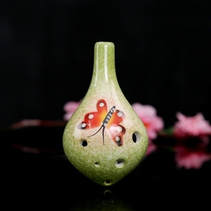 Ocarina en céramique AC en forme de poire à 6 trous, artisanat artistique à l'aquarelle dessiné à la main, instrument de musique pour étudiant débutant - Product Image 4