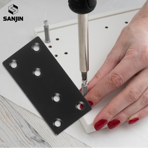 Staffe <span class=keywords><strong>Angolari</strong></span> Nere in Acciaio Inossidabile, Piastre Metalliche Piatte <span class=keywords><strong>per</strong></span> Riparazione Mobili in Legno, Staffe di Supporto e Montaggio - Product Image 3