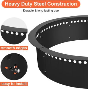 Smokeless Fire Pit Ring Heavy Duty Large Solid Steel Fire pit <b>Liner</b> for Outdoor Above or In-Ground Mail Order Packing - Product Image 3