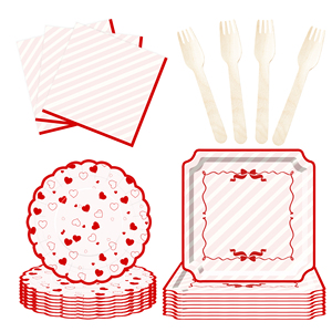 DAMAI - Juego de Decoración para Fiesta del Día de San Valentín, Venta al por Mayor, Platos de Papel Blancos y Rojos con Forma de Corazón, Mantel, Vajilla Desechable para Fiesta - Product Image 3