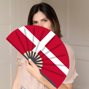 Abanicos Plegables de Bambú con la Bandera de Dinamarca al por Mayor, Abanico de Mano para Carnaval, Boda, Festival, Fiesta, Agencia de Viajes - Product Image 5