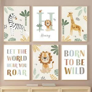 Affiches décoratives murales pour chambre d'enfant, animaux de la <span class=keywords><strong>jungle</strong></span>, lion, décoration intérieure de la chambre d'enfant, affiche en toile pour bébé, décoration murale, décoration de la maison - Product Image 2