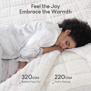 Couvertures lestées Sherpa en peluche en fausse fourrure à bulles <span class=keywords><strong>pour</strong></span> adultes Couverture lourde chaude et floue mignonne <span class=keywords><strong>pour</strong></span> un sommeil calme et meilleur - Product Image 3