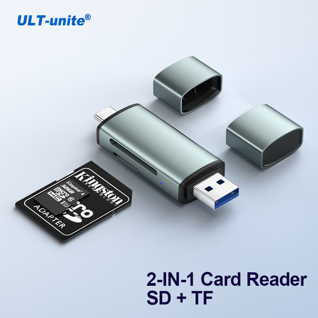 ULT-unite Aluminum Alloy 2-in-1 USB Type-C 5Gbps Capture Card Reader with SD & TF Slots