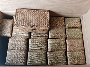 Caja de Almacenamiento de Seagrass Tejida a Mano <span class=keywords><strong>con</strong></span> Tapa, <span class=keywords><strong>Cesta</strong></span> Rectangular de Paja Natural para Estantes, Escritorio, Joyería, Decoración Boho para el Hogar - Product Image 5