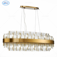 Lámpara Colgante de Cristal, Moderna y Lujosa, para Comedor, Tamaño Mediano, LED, Dorada, Fácil Instalación