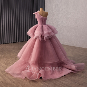 Robe de Soirée de Luxe Rsm251154 avec Fermeture Éclair, Personnalisable, Élégante, en Chiffon avec Appliques Plissées et Froncées, en Cachemire, pour Occasions Spéciales - Product Image 3