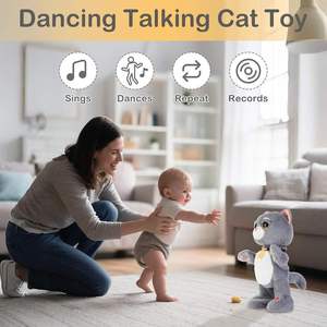 Juguete de Peluche de Gato Gris Interactivo con Voz AI, Relleno de Algodón PP, Canta y Baila, Compañero Educativo <span class=keywords><strong>para</strong></span> Bebés, Decoración <span class=keywords><strong>para</strong></span> Fiestas de <span class=keywords><strong>Cumpleaños</strong></span> - Product Image 6