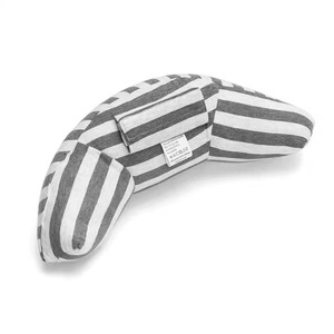 Almohada de algodón para cinturón de seguridad de coche para niños, soporte para el cuello, reposacabezas para viajes, cómodo para dormir, suave, gris, con rayas blancas - Product Image 2