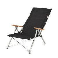 Logo personnalisé Siège bas pour l'extérieur Cadre en aluminium Léger Dossier haut Relax Confortable Fauteuil de camping pliant inclinable