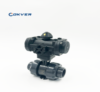 COKVER CK56 Katup Bola Pneumatik 2 Arah untuk Minyak Gas Air Aksi Ganda PVC/Cpvc DN15 DN100 PN1.0 MPA Suhu Sedang