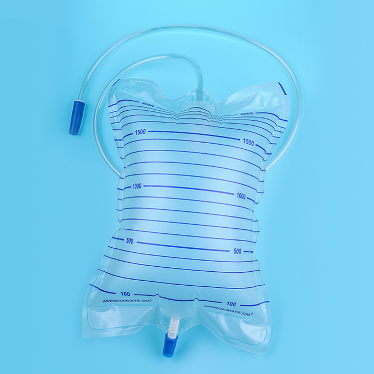 Bolsa de orina desechable médica quirúrgica de 2000 ml para uso hospitalario Bolsa de drenaje de orina desechable