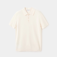 Kaos Pria Rajutan Berkualitas Premium dengan Kancing, Desainer Gaya Mewah Warna Beige Lengan Pendek 100% Katun Ukuran Besar Anti-Susut