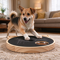 Papan Cakar Anjing Kayu Solid Berputar dengan Mangkuk Stainless Steel, Mainan Puzzle Pengisi Makanan Lambat, Pengayaan Interaktif untuk Anjing