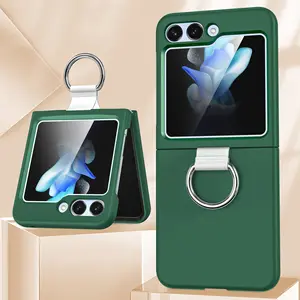 PC Hard Cover Finger Ring Holder Shockproof Matte Clear Protect Case For Samsung Galaxy Z Flip 3/4/5