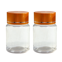 Vente en gros OEM Bouteille de pilules en plastique PET 60 ml avec bouchon à vis doré, conteneur d'emballage pharmaceutique Modèle HS21 Guangdong Chine
