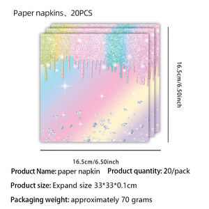 Colorful Macaron Diamond Gradient 4 Color Digital Printed <b>Disposable</b> Paper Plates Towels Set for Birthday Cake Decorations Party - Product Image 4